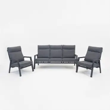 3-delige loungeset Ohio antraciet, Lesli Living, tuinmeubels.nl