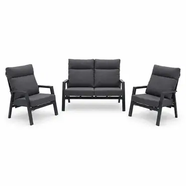 3-delige loungeset Ohio antraciet klein, Lesli Living, Tuinmeubels.nl