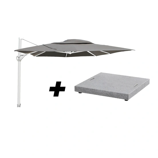 4 Seasons Outdoor Hacienda White Frame Charcoal met Parasolvoet, 4 Seasons Outdoor, Tuinmeubels