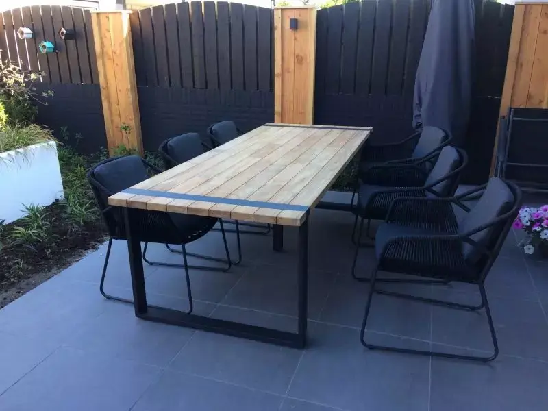 bedrijf Avonturier Aannemer Accor tuinset antraciet met teak Alto tafel met alu poten | 4 Seasons  Outdoor - Tuinmeubels.nl