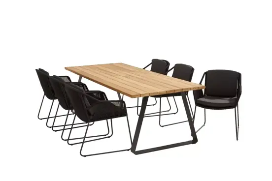 Accor tuinset antraciet met teak Basso tafel met alu poten | 4 Seasons Outdoor - afbeelding 2