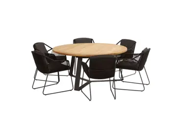 Accor tuinset antraciet met teak ronde Basso tafel met alu poten | 4 Seasons Outdoor - afbeelding 3