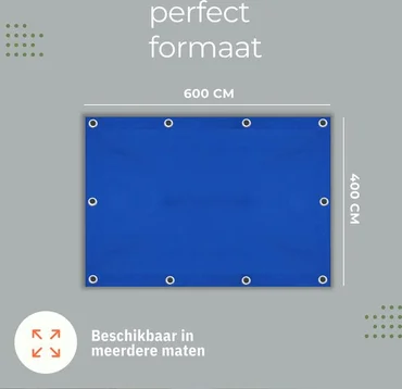 AFDEKZEIL BLAUW 2 x 3 MTR 80 GR/M² perfect formaat, verbo, tuinmeubels.nl