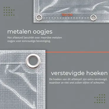 AFDEKZEIL TRANSPARANT 4 x 6 MTR 150 GR/M² oogjes, verbo, tuinmeubels.nl