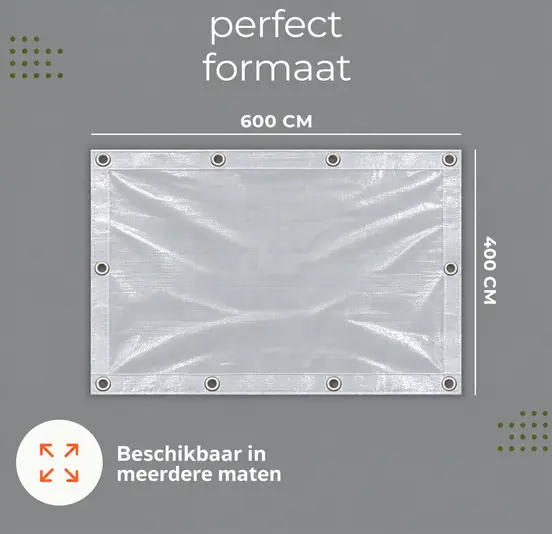 AFDEKZEIL TRANSPARANT 4 x 6 MTR 150 GR/M² perfect formaat, verbo, tuinmeubels.nl