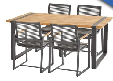 Alto tuintafel 180x100 met 4 Pandino diningstoelen, 4 Seasons Outdoor, Tuinmeubels