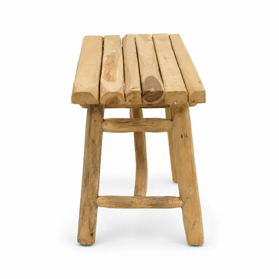 Bank teak 98x38h40cm naturel schuin zijkant, Van der Leeden, tuincentrumoutlet.com