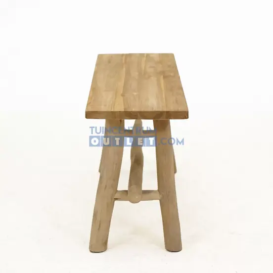 Bank teak 98x38h40cm naturel schuin zijkant, Van der Leeden, tuincentrumoutlet.com