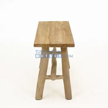 Bank teak 98x38h40cm naturel schuin zijkant, Van der Leeden, tuincentrumoutlet.com