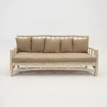 BANK TEAK NATUREL 200X100H93CM taupe kussens, Vita, Tuinmeubels.nl