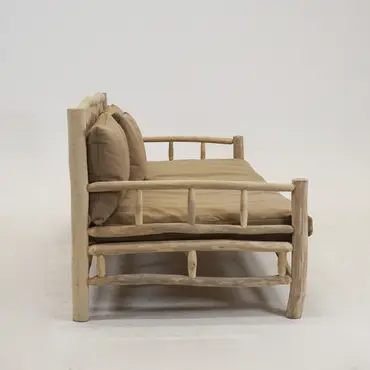 BANK TEAK NATUREL 200X100H93CM taupe kussens, Vita, Tuinmeubels.nl