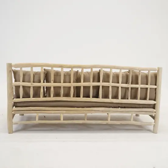 BANK TEAK NATUREL 200X100H93CM taupe kussens, Vita, Tuinmeubels.nl