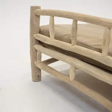 BANK TEAK NATUREL 200X100H93CM taupe kussens, Vita, Tuinmeubels.nl
