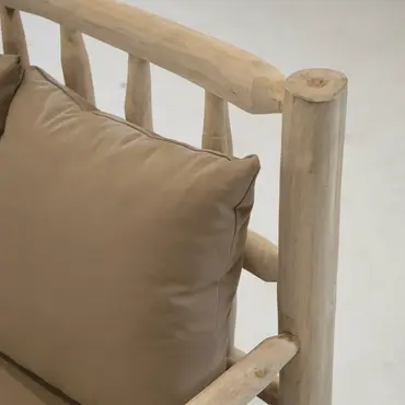 BANK TEAK NATUREL 200X100H93CM taupe kussens, Vita, Tuinmeubels.nl
