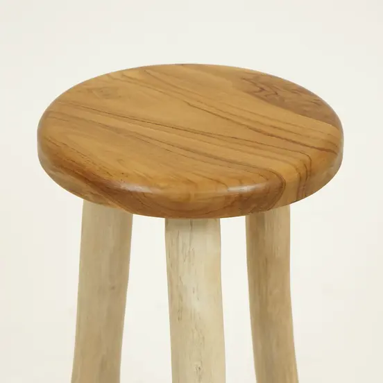 Barkruk teak vd leeden zitting - tuinmeubels.nl