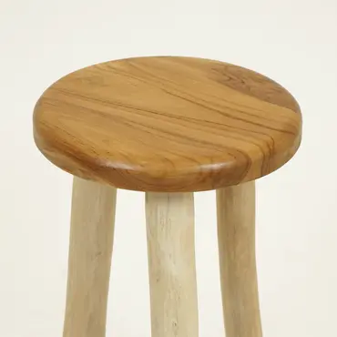 Barkruk teak vd leeden zitting - tuinmeubels.nl