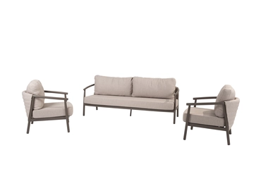 Barolo 3 seater SET terre: bench+ 2x living chair, 4 Seasons Outdoor, tuinmeubels.nl