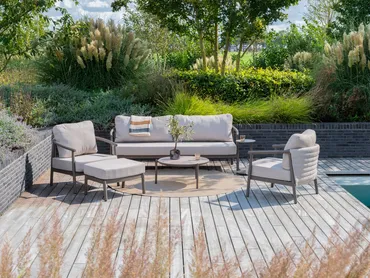 Barolo footstool terre with cushion sfeer, 4 Seasons Outdoor, tuinmeubels.nl