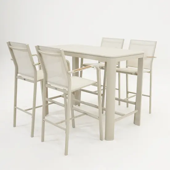 Barset Eos met 4x barstoel Quenza crème, Vita tuinmeubelen, Tuinmeubels.nl