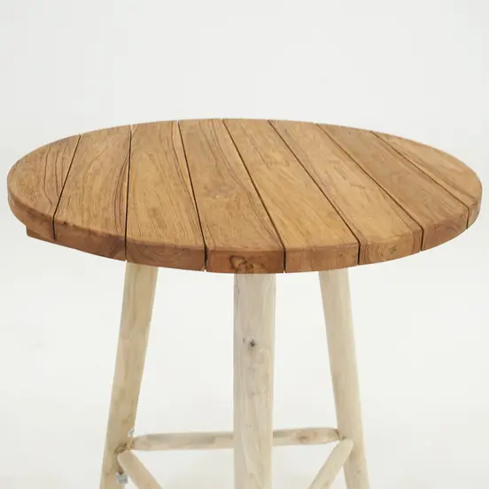 Bartafel Teak Naturel d90h110cm tafelblad - outdoor, Van der Leeden, Tuinmeubels.nl