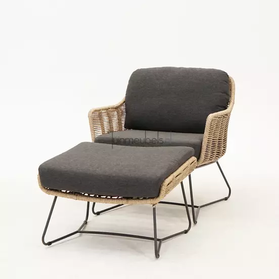 Belmond living chair natural met footstool, 4 Seasons Outdoor, tuinmeubels