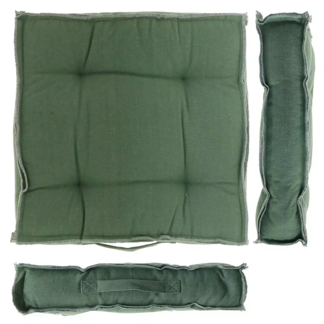 Boxkussen rib 45x45x8 cm groen