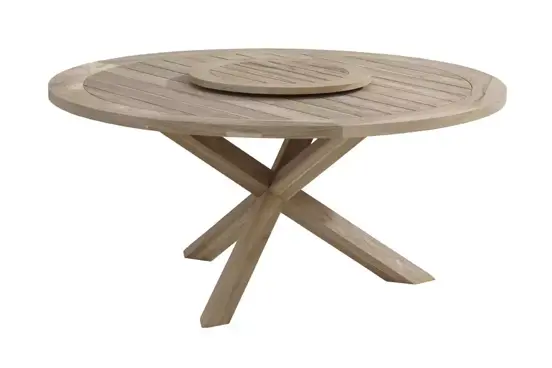 Brighton tuinset met ronde teak Louvre tafel en lazy susan www.tuinmeubels.nl