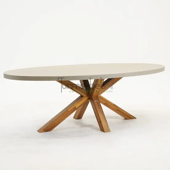 Brumby ovale tafel 240 x 115cm met houten onderstel, Eurofar, www.tuinmeubels.nl