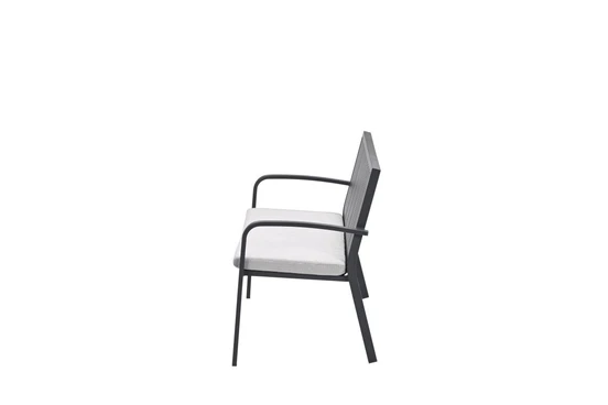Bruno parkbank L150 cm zwart zand zijkant, Garden Impressions, tuinmeubels.nl