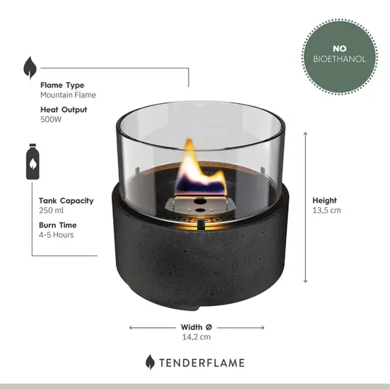 Café 14 Lava Black afmetingen, Tenderflame, tuinmeubels.nl