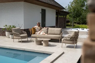 Calma loungeset 3-delig latte sfeer, 4 Seasons Outdoor, tuinmeubels.nl