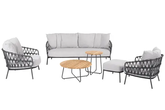 Calpi loungeset met salontafels en voetenbank, 4 Seasons Outdoor, Tuinmeubels