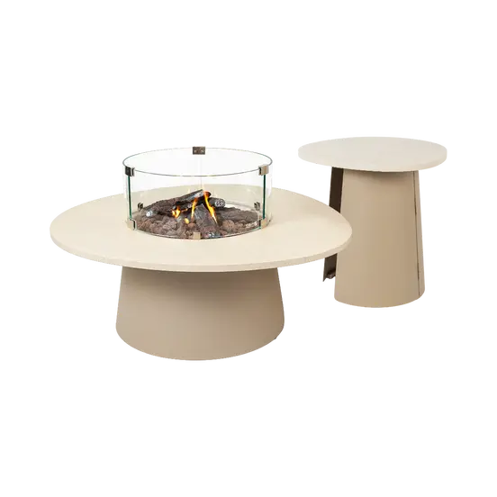 Cosidune sandy beige side table met cosibrander, Cosi fires, tuinmeubels.nl