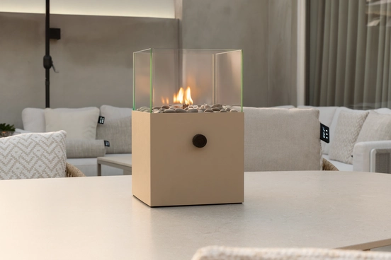 Cosiscoop Square sandy beige sfeer, Cosi fires, tuinmeubels.nl