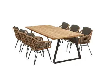 Cottage tuinset met teak Basso tafel met alu poten | 4 Seasons Outdoor - afbeelding 1