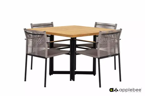 Dining Tuinstoel Jakarta Grijs Touw Zwart Aluminium RVS Stoel Tuin Applebee - afbeelding 9