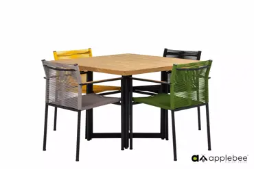 Dining Tuinstoel Jakarta Grijs Touw Zwart Aluminium RVS Stoel Tuin Applebee - afbeelding 8