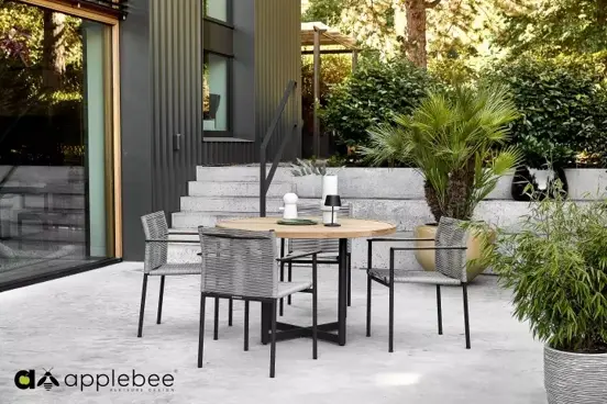 Dining Tuinstoel Jakarta Grijs Touw Zwart Aluminium RVS Stoel Tuin Applebee - afbeelding 10