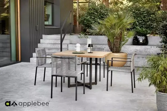 Dining Tuinstoel Jakarta Grijs Touw Zwart Aluminium RVS Stoel Tuin Applebee - afbeelding 13