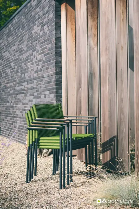 Dining Tuinstoel Jakarta Olijf Groen Touw Zwart aluminium RVS Stoel Tuin Applebee - afbeelding 11
