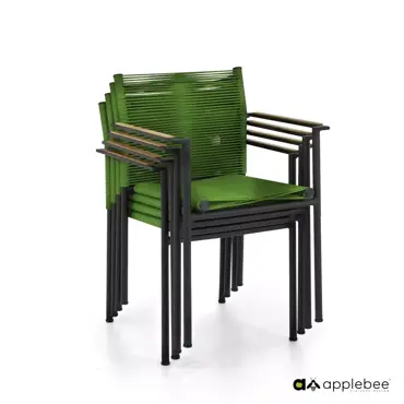 Dining Tuinstoel Jakarta Olijf Groen Touw Zwart aluminium RVS Stoel Tuin Applebee - afbeelding 6