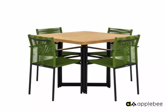 Dining Tuinstoel Jakarta Olijf Groen Touw Zwart aluminium RVS Stoel Tuin Applebee - afbeelding 8
