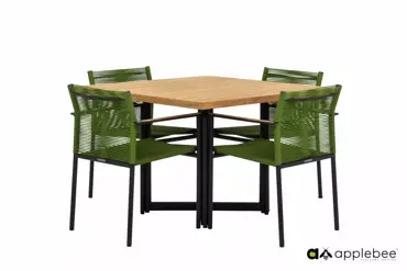 Dining Tuinstoel Jakarta Olijf Groen Touw Zwart aluminium RVS Stoel Tuin Applebee - afbeelding 8
