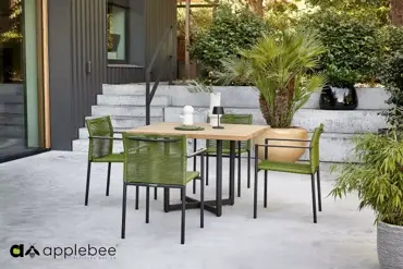 Dining Tuinstoel Jakarta Olijf Groen Touw Zwart aluminium RVS Stoel Tuin Applebee - afbeelding 10
