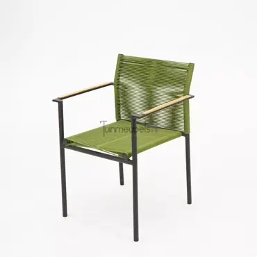 Dining Tuinstoel Jakarta Olijf Groen Touw Zwart aluminium RVS Stoel Tuin Applebee - afbeelding 1