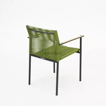 Dining Tuinstoel Jakarta Olijf Groen Touw Zwart aluminium RVS Stoel Tuin Applebee - afbeelding 3