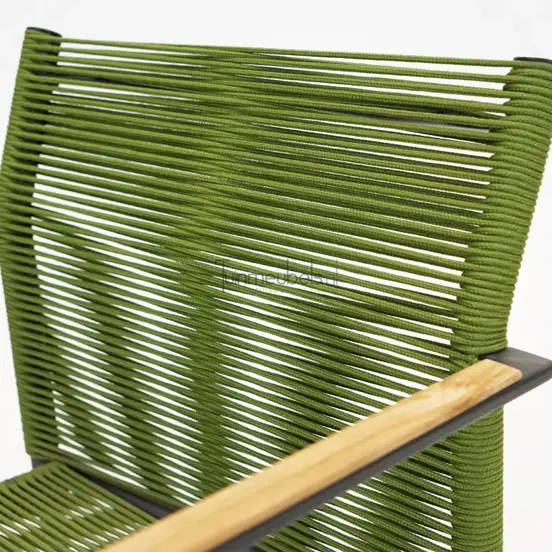 Dining Tuinstoel Jakarta Olijf Groen Touw Zwart aluminium RVS Stoel Tuin Applebee - afbeelding 4