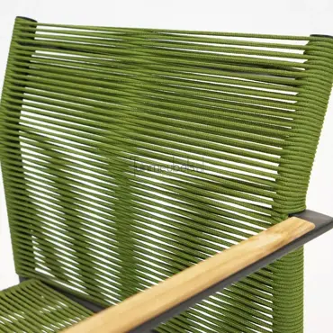 Dining Tuinstoel Jakarta Olijf Groen Touw Zwart aluminium RVS Stoel Tuin Applebee - afbeelding 4