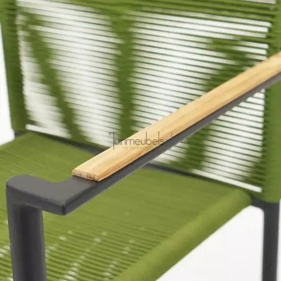 Dining Tuinstoel Jakarta Olijf Groen Touw Zwart aluminium RVS Stoel Tuin Applebee - afbeelding 5