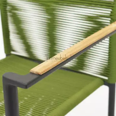 Dining Tuinstoel Jakarta Olijf Groen Touw Zwart aluminium RVS Stoel Tuin Applebee - afbeelding 5